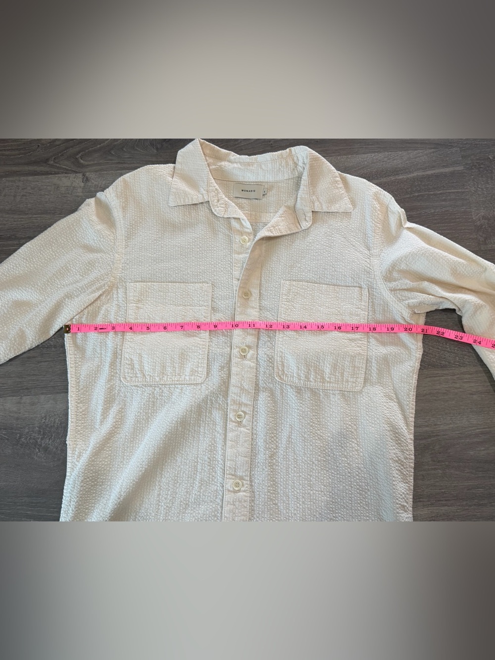 Monadic Aetna Bone Seersucker Japanese Cotton Utility Shirt Made in LA Size S - Picture 8 of 9